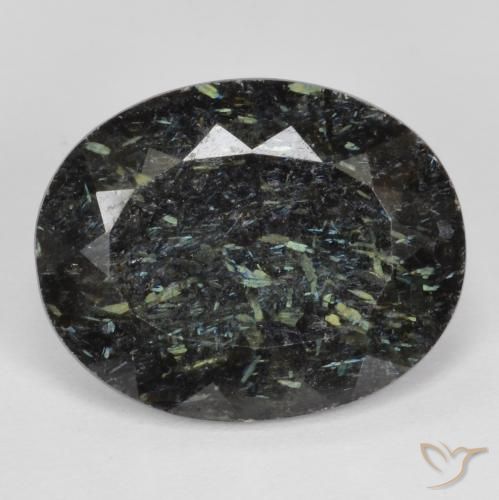 12.87ct Натуральный Черный с голубым блеском Нуумит, Овал, Непрозрачный