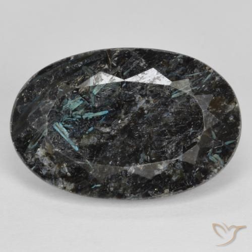 14.70ct Натуральный Черный с голубым блеском Нуумит, Овал, Непрозрачный