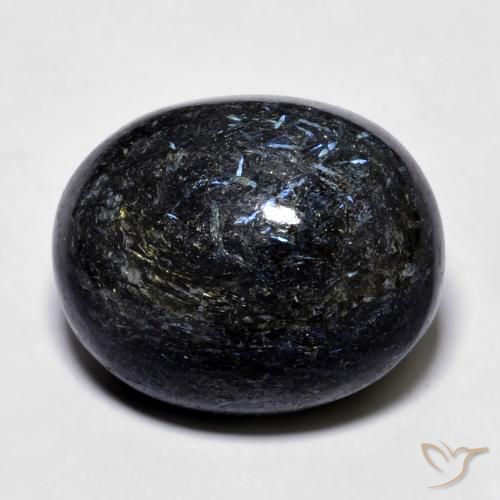 24.73ct Натуральный Черный с голубым блеском Нуумит, Овал, Непрозрачный