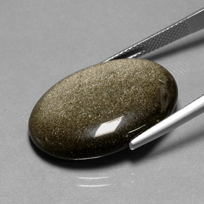 18.91 карата, натуральный Золотой отлив Обсидиан, Огранка Овал, Непрозрачный