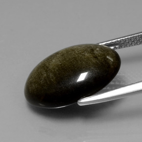6.16 карата, натуральный Золотой отлив Обсидиан, Огранка Овал, Непрозрачный