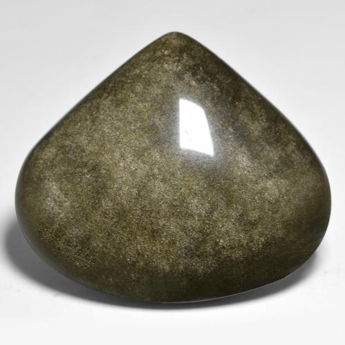 38.72 карата, натуральный Черный с золотым блеском Обсидиан, Форма груши, Непрозрачный