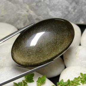 40.40 карата, натуральный Золотой блеск черный Обсидиан, Огранка Овал, Непрозрачный