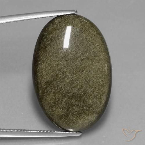24.53ct Натуральный Черный с золотым блеском Обсидиан, Овал, Непрозрачный
