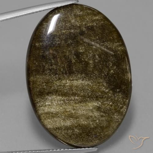 28.57ct Натуральный Коричнево-черный Обсидиан, Овал, Непрозрачный