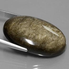 42.84 карата, натуральный Черное золото блеск Обсидиан, Огранка Овал, Непрозрачный