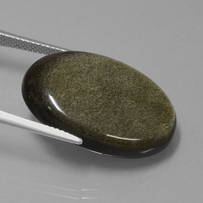 20.41 карата, натуральный Золотой отлив Обсидиан, Огранка Овал, Непрозрачный