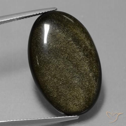 25.88ct Натуральный Черный с золотым блеском Обсидиан, Овал, Непрозрачный