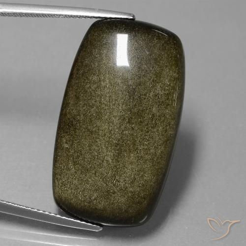 28.65ct Натуральный Черный с золотым блеском Обсидиан, Подушка, Непрозрачный