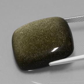 22.65 карата, натуральный Черное золото блеск Обсидиан, Подушка Крой, Непрозрачный