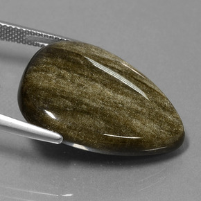 19.38 карата, натуральный Золотой отлив Обсидиан, Форма груши, Непрозрачный