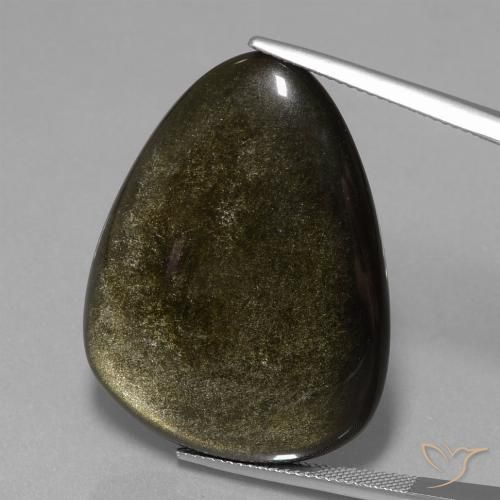 38.75ct Натуральный Черный с золотым блеском Обсидиан, Триллион, Непрозрачный