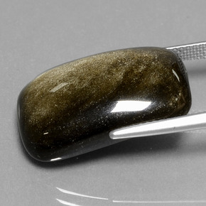 17.14 карата, натуральный Черное золото блеск Обсидиан, Подушка Крой, Непрозрачный