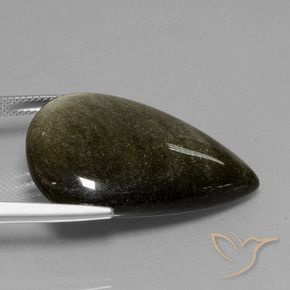 27.71 карата, натуральный Черный с золотым блеском Обсидиан, Форма груши, Непрозрачный