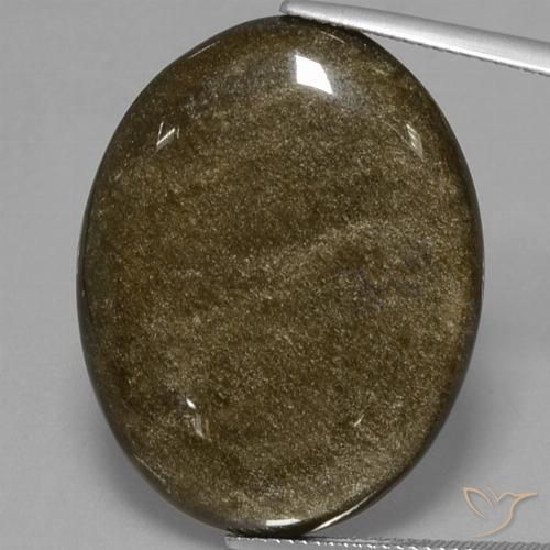 30.70ct Натуральный Черный с золотым блеском Обсидиан, Овал, Непрозрачный