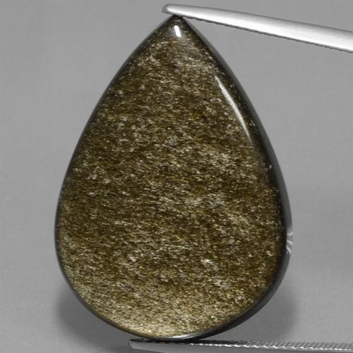 27.82 карата, натуральный Черный с золотым блеском Обсидиан, Форма груши, Непрозрачный