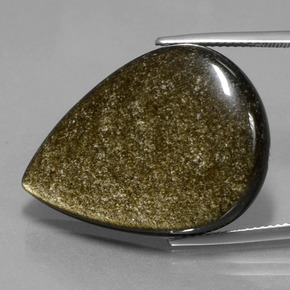 27.82 карата, натуральный Черный с золотым блеском Обсидиан, Форма груши, Непрозрачный