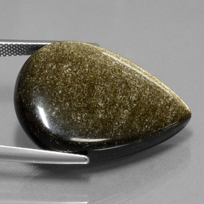 27.82 карата, натуральный Черный с золотым блеском Обсидиан, Форма груши, Непрозрачный