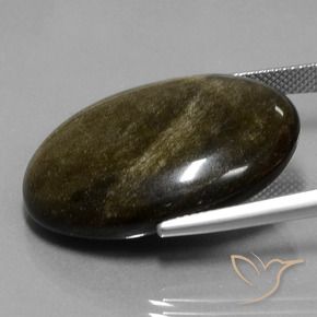 32.97 карата, натуральный Черный с золотым блеском Обсидиан, Овал, Непрозрачный