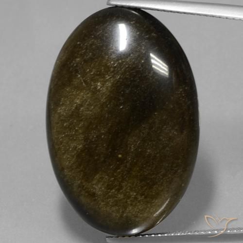 30.50ct Натуральный Коричнево-черный Обсидиан, Овал, Непрозрачный
