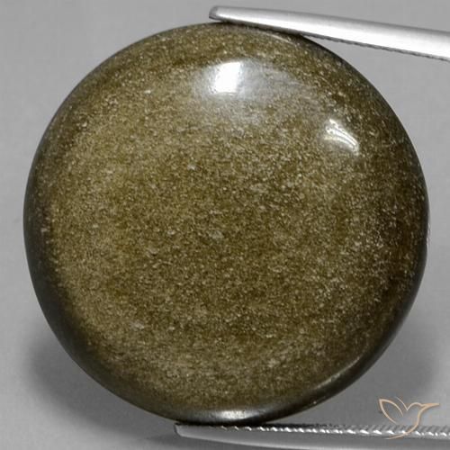 32.24 карата, натуральный Черный с золотым блеском Обсидиан, Огранка Круг, Непрозрачный