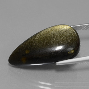 13.80 карата, натуральный Черное золото блеск Обсидиан, Форма груши, Непрозрачный