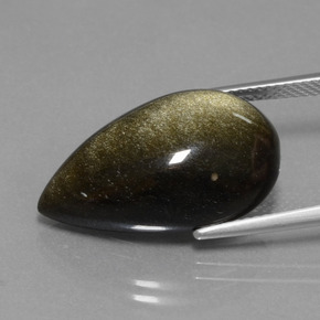 13.69 карата, натуральный Черное золото блеск Обсидиан, Форма груши, Непрозрачный