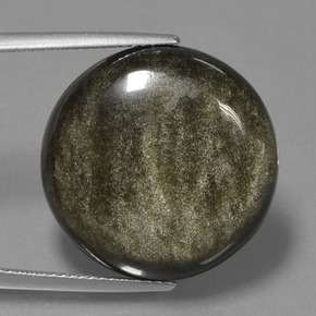 20.62 карата, натуральный Черное золото блеск Обсидиан, Огранка Круг, Непрозрачный