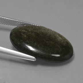 16.64 карата, натуральный Черное золото блеск Обсидиан, Огранка Овал, Непрозрачный