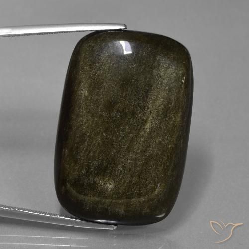 45.22ct Натуральный Черный с золотым блеском Обсидиан, Подушка, Непрозрачный