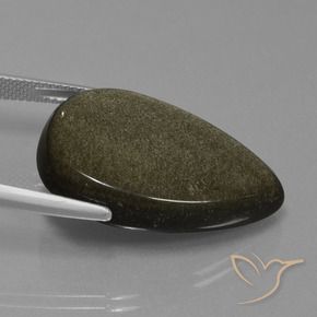 23.81 карата, натуральный Черный с бронзой Обсидиан, Форма груши, Непрозрачный