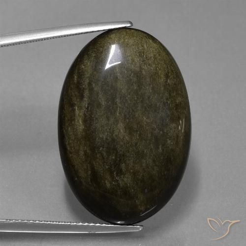 31.37ct Натуральный Черновато-коричневый Обсидиан, Овал, Непрозрачный