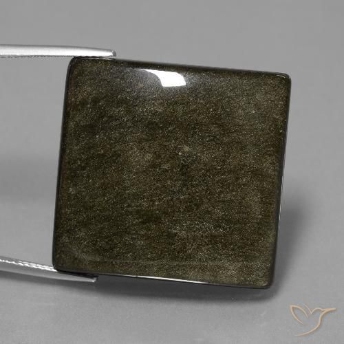 54.37ct Натуральный Черный с бронзой Обсидиан, Квадрат, Непрозрачный