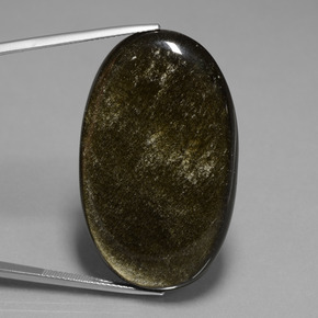 49.66 карата, натуральный Золотой отлив Обсидиан, Огранка Овал, Непрозрачный