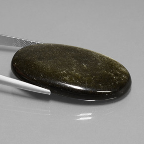 49.66 карата, натуральный Золотой отлив Обсидиан, Огранка Овал, Непрозрачный