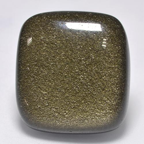 22.65 карата, натуральный Черный с золотым блеском Обсидиан, Подушка Крой, Непрозрачный