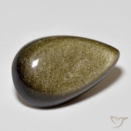 Натуральный черный с золотым блеском обсидиан 13,44 карата форма груши, непрозрачный