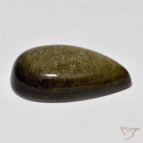 Натуральный черный с золотым блеском обсидиан 13,44 карата форма груши, непрозрачный