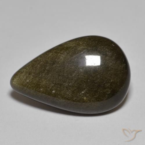 10.44ct Натуральный Черный с золотым блеском Обсидиан, Форма груши, Непрозрачный