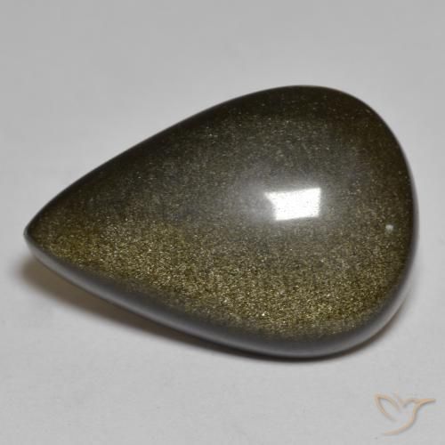 15.09ct Натуральный Черный с золотым блеском Обсидиан, Форма груши, Непрозрачный