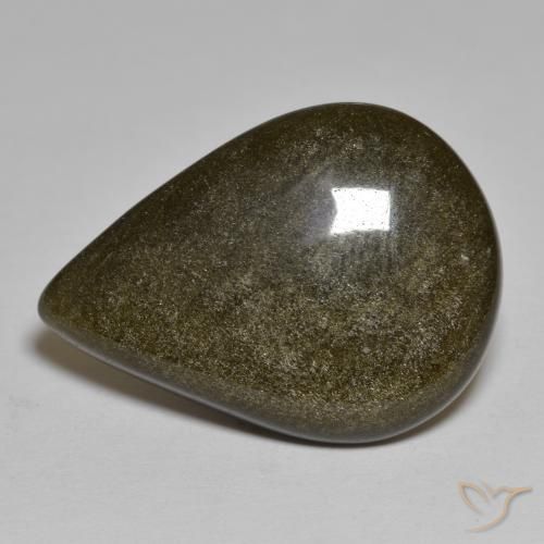 16.54ct Натуральный Черный с бронзой Обсидиан, Форма груши, Непрозрачный