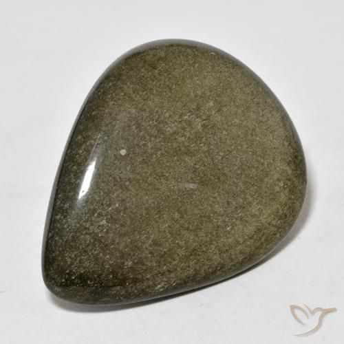 22.83ct Натуральный Черный с золотым блеском Обсидиан, Форма груши, Непрозрачный