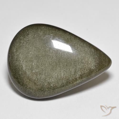 28.97ct Натуральный Черный с золотым блеском Обсидиан, Форма груши, Непрозрачный