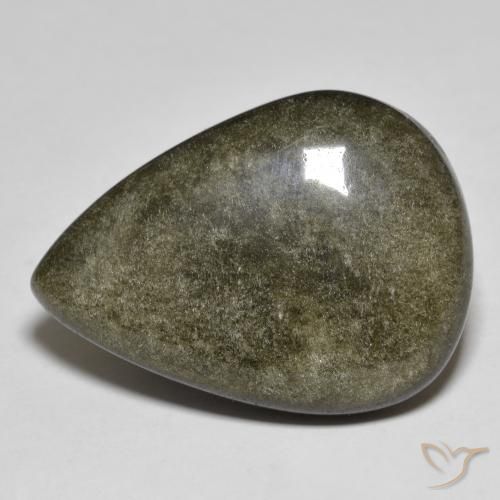 27.67ct Натуральный Черный с золотым блеском Обсидиан, Форма груши, Непрозрачный
