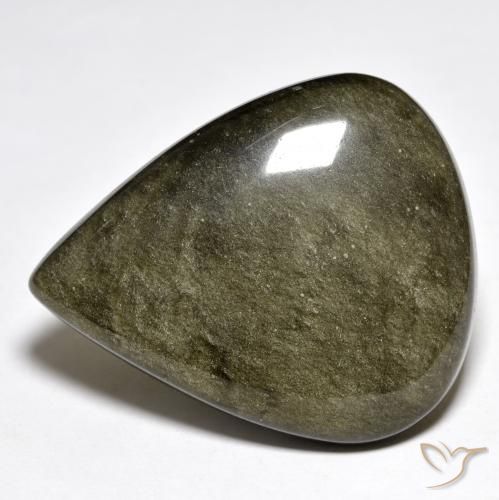 42.04ct Натуральный Черно-коричневый Обсидиан, Форма груши, Непрозрачный