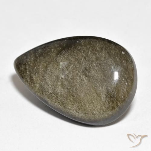 22.95ct Натуральный Черный с золотым блеском Обсидиан, Форма груши, Непрозрачный