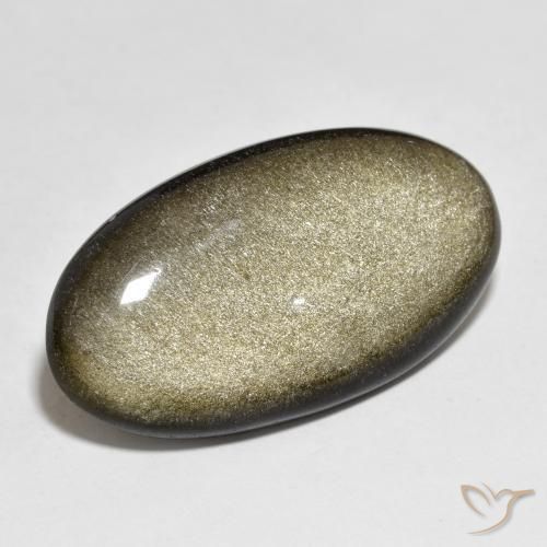 21.84ct Натуральный Черный с золотым блеском Обсидиан, Овал, Непрозрачный
