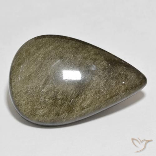 29.01ct Натуральный Черный с золотым блеском Обсидиан, Форма груши, Непрозрачный