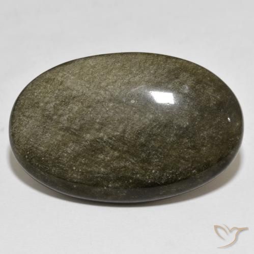 30.28ct Натуральный Черный с золотым блеском Обсидиан, Овал, Непрозрачный