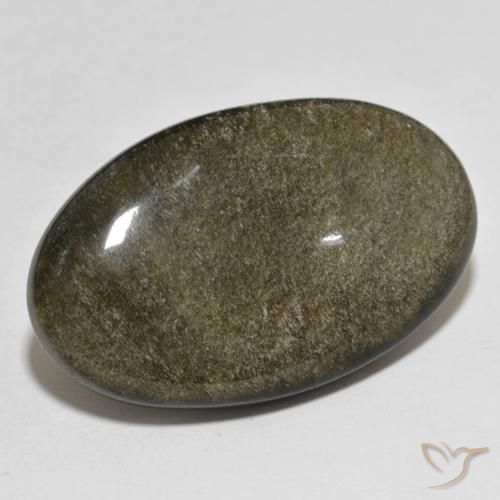 27.98 карата, натуральный Черный с золотым блеском Обсидиан, Огранка Овал, Непрозрачный